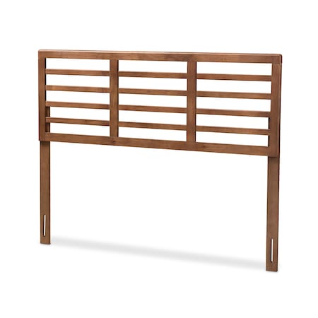 Baxton Studio Salome Mid-Century Walnut Finished Wood King Size Open Slat Headboard 156-9424